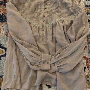 In Bloom Women's Blouse - Taupe oversized